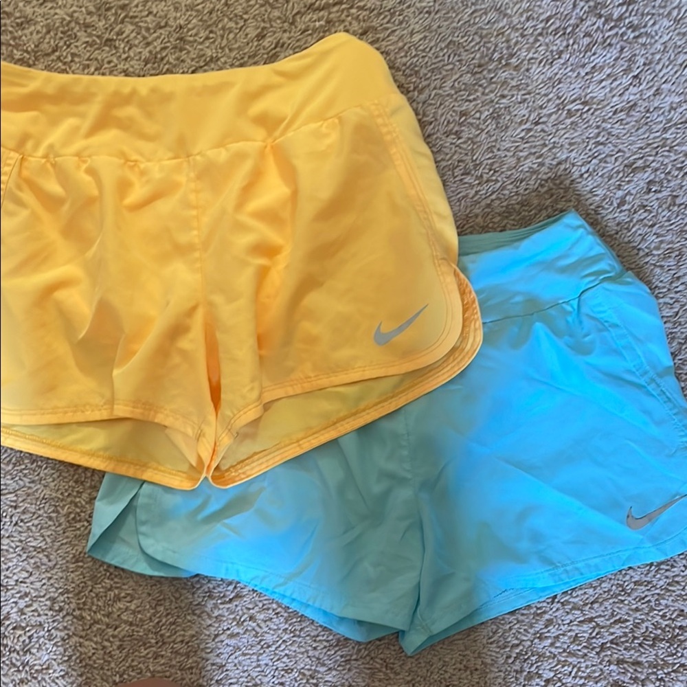 Nike Vibrant Yellow and Light Blue Shorts Two pack